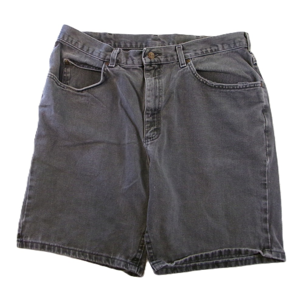 Lee Men's Faded Black Denim Shorts Size 38 Relaxed 90s Jorts Cotton Vintage